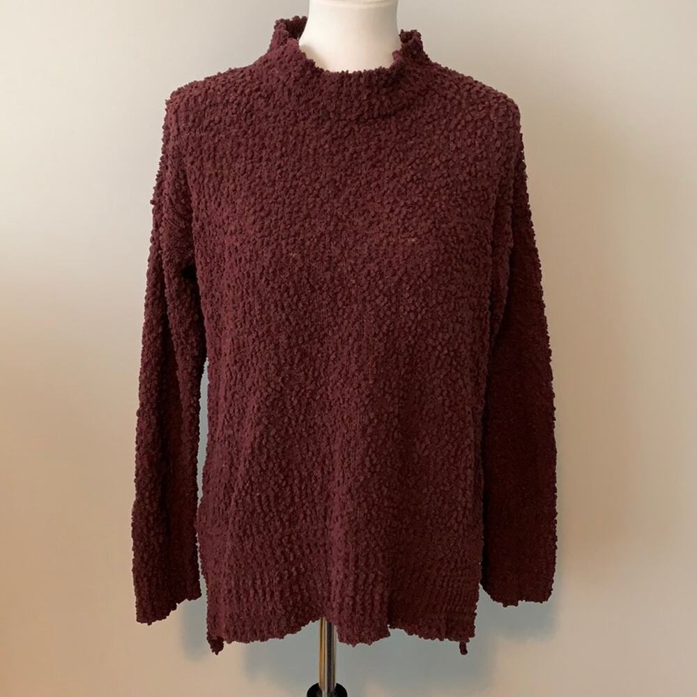 Listicle Wine Mock Neck Pullover Sweater Sz S